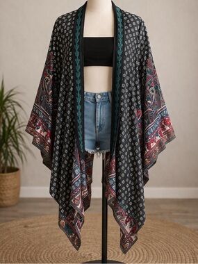 Flying Tomato Kimono with Red and Teal Paisley